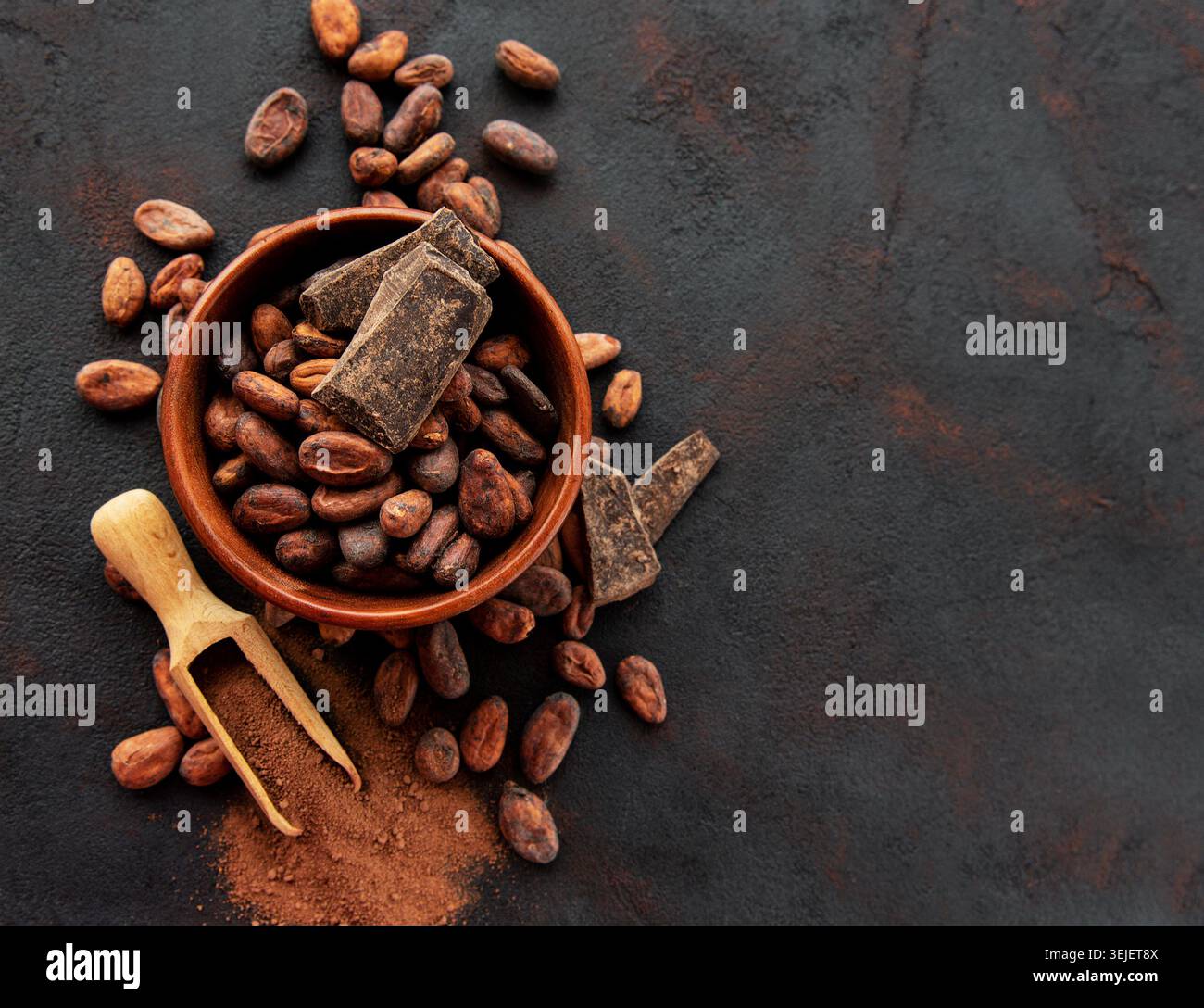 Cocoa beans and powder Stock Photo