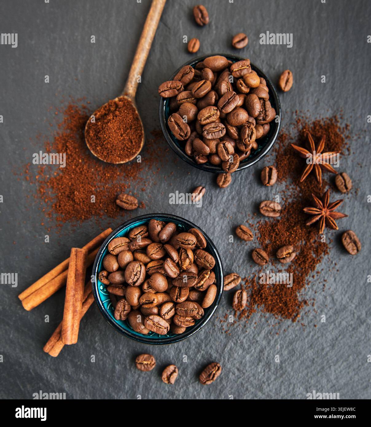 Coffee beans on a black background Stock Photo