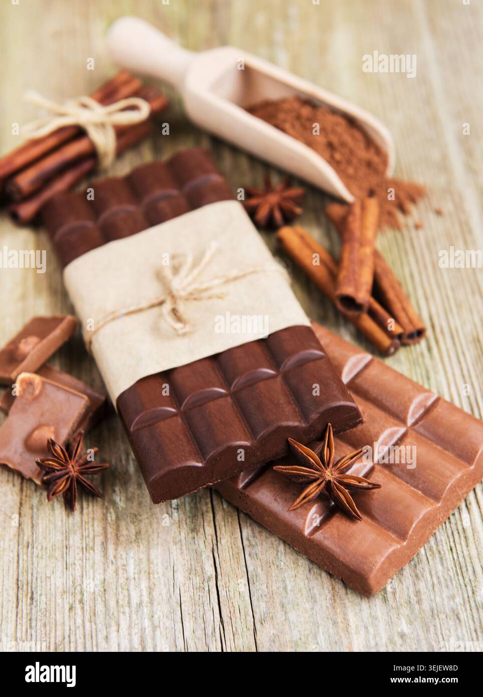 Chocolate and cocoa powder Stock Photo