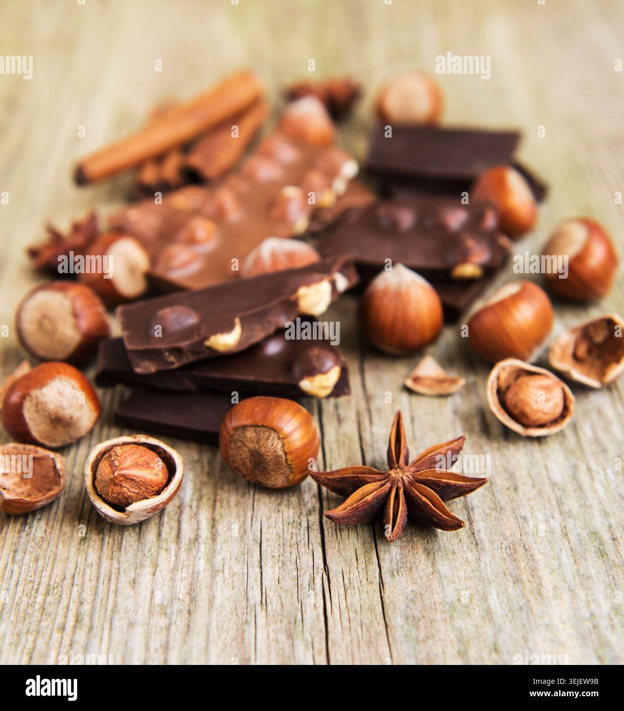 Chocolate and nuts Stock Photo