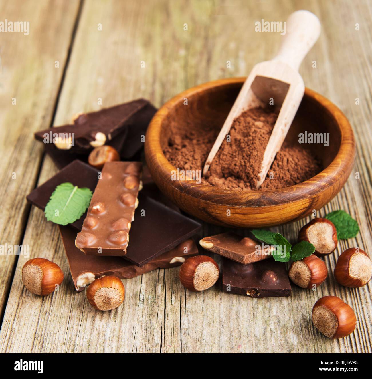 Chocolate and cocoa powder Stock Photo