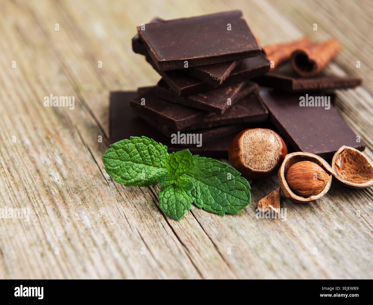 Chocolate with hazelnuts Stock Photo