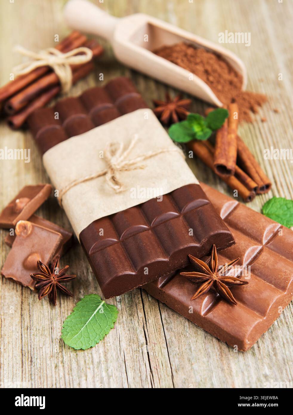 Chocolate and cocoa powder Stock Photo