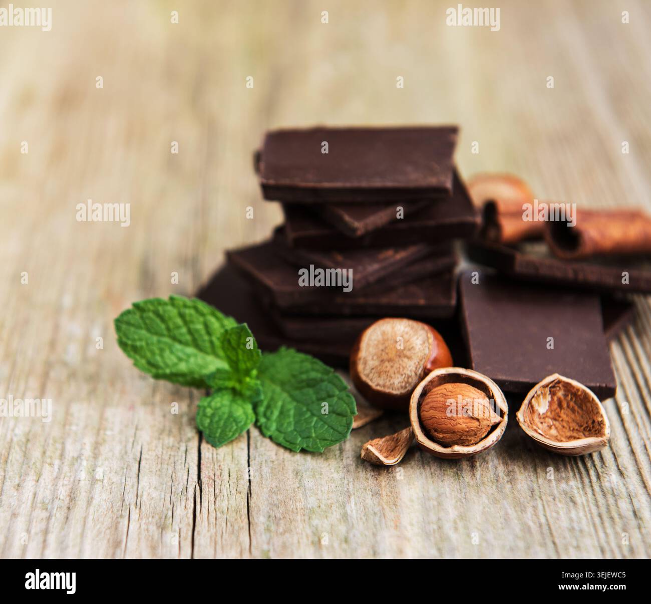 Chocolate with hazelnuts Stock Photo