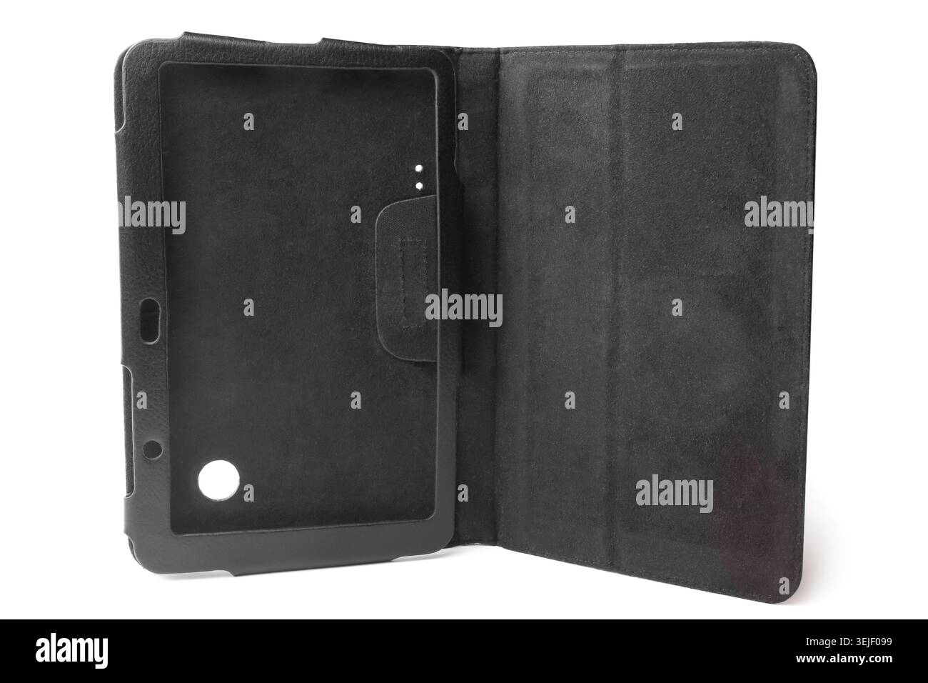 Black leather tablet computer case Stock Photo