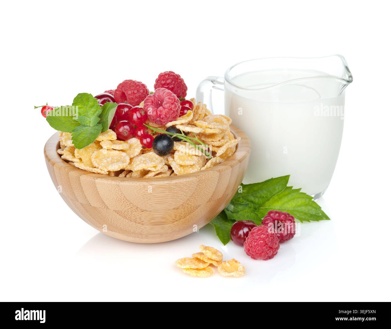 Fresh corn flakes with berries Stock Photo