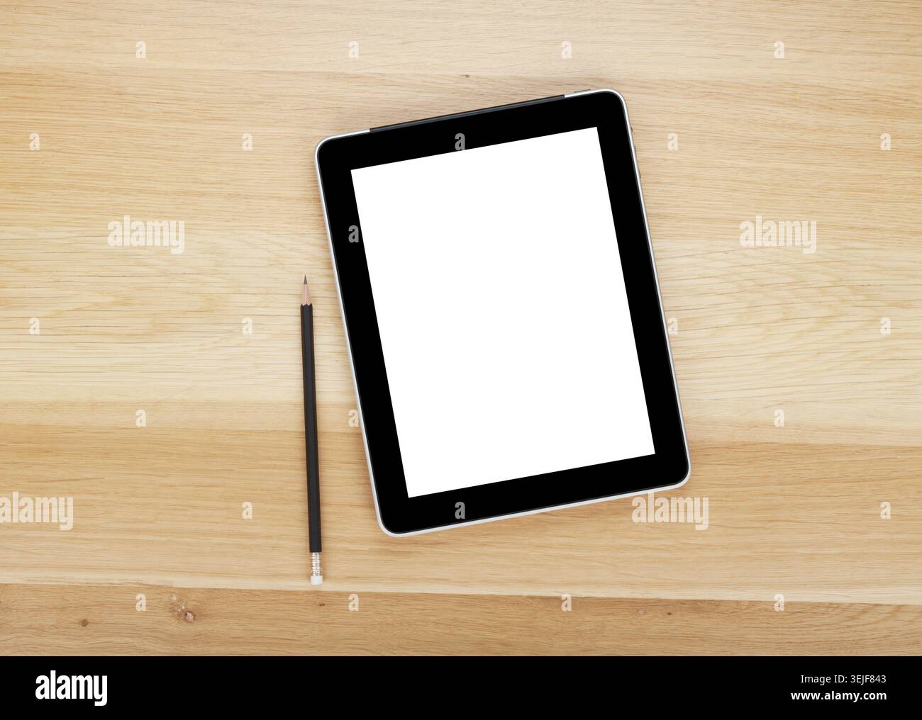 Touch screen tablet computer with blank screen and pencil Stock Photo