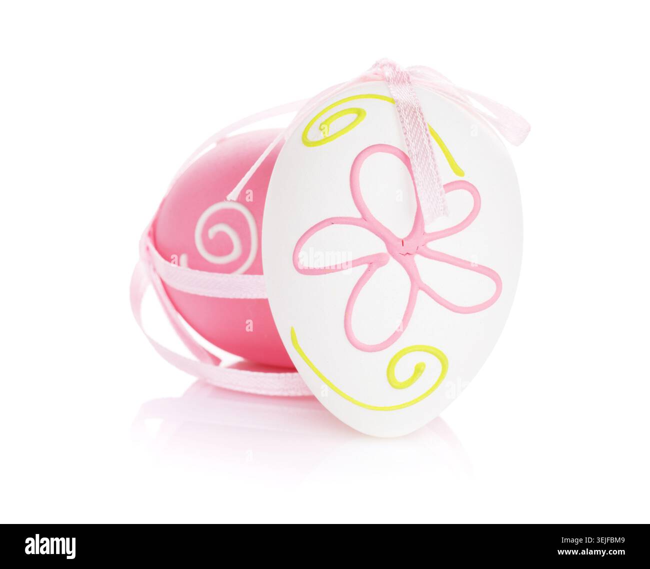 Easter eggs with ribbon Stock Photo