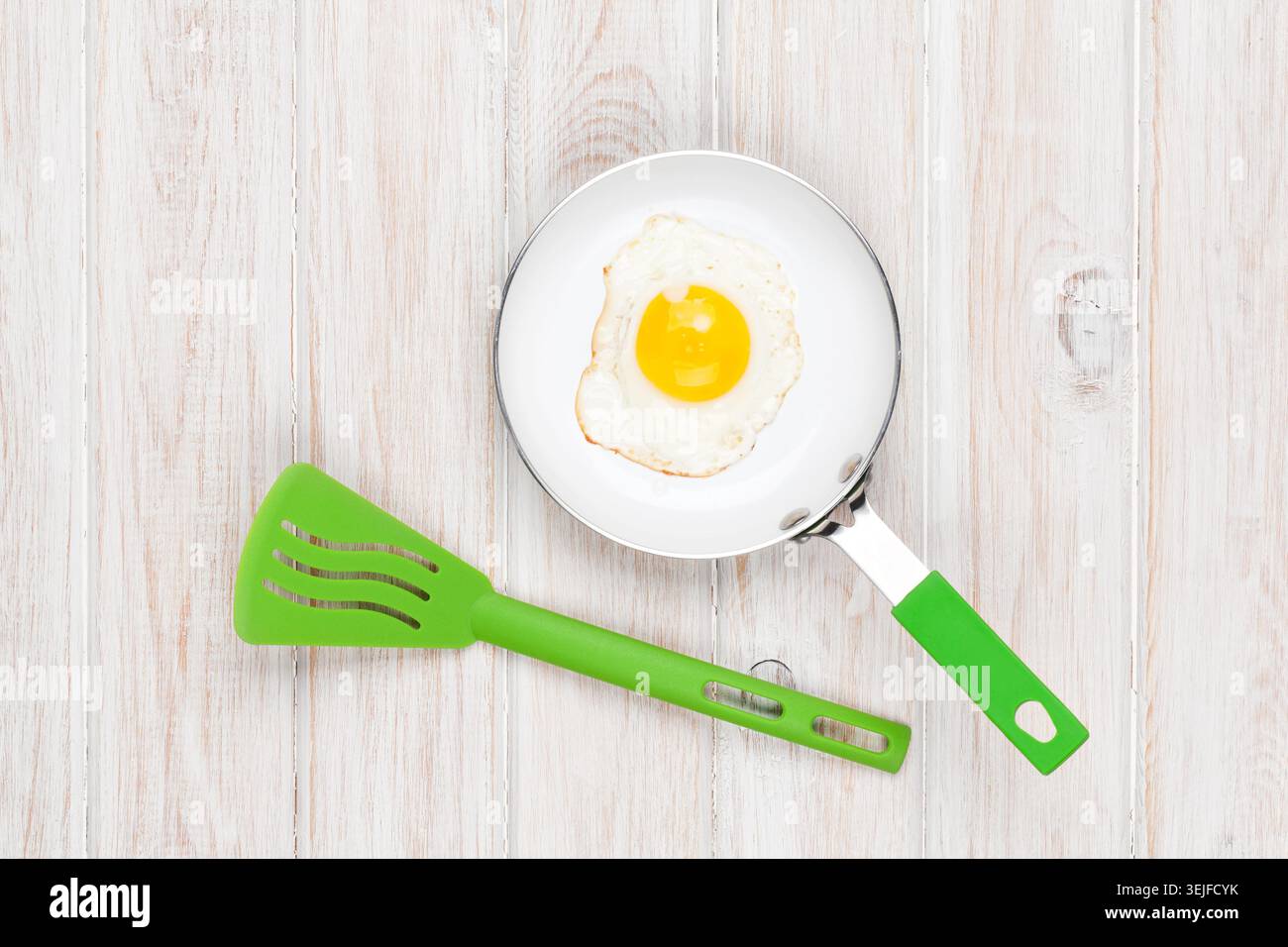 Fried egg in a frying pan Stock Photo