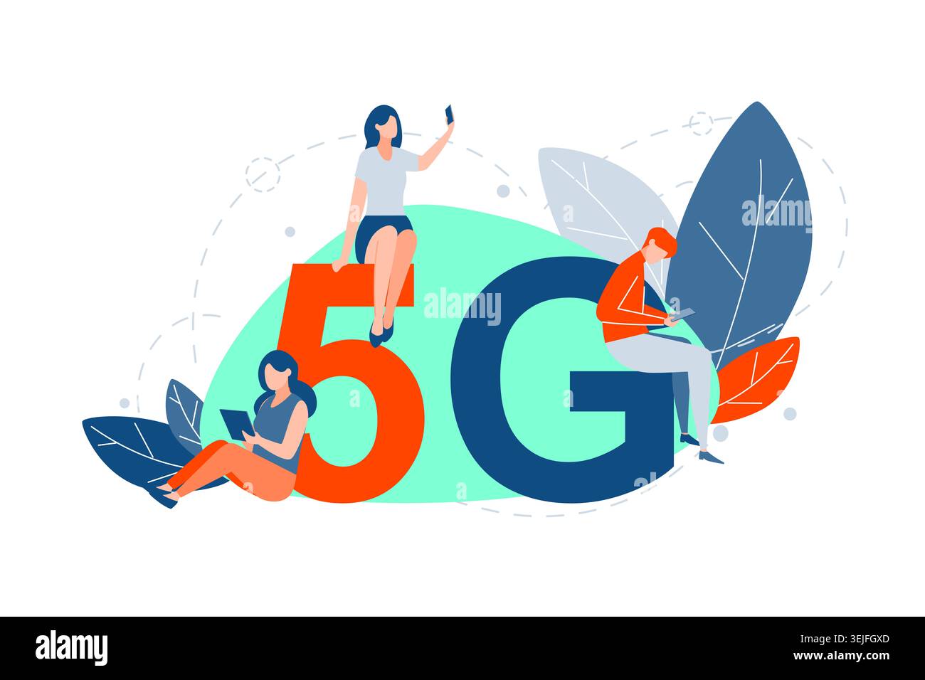 5g network, mobile technologies, communication concept Stock Photo