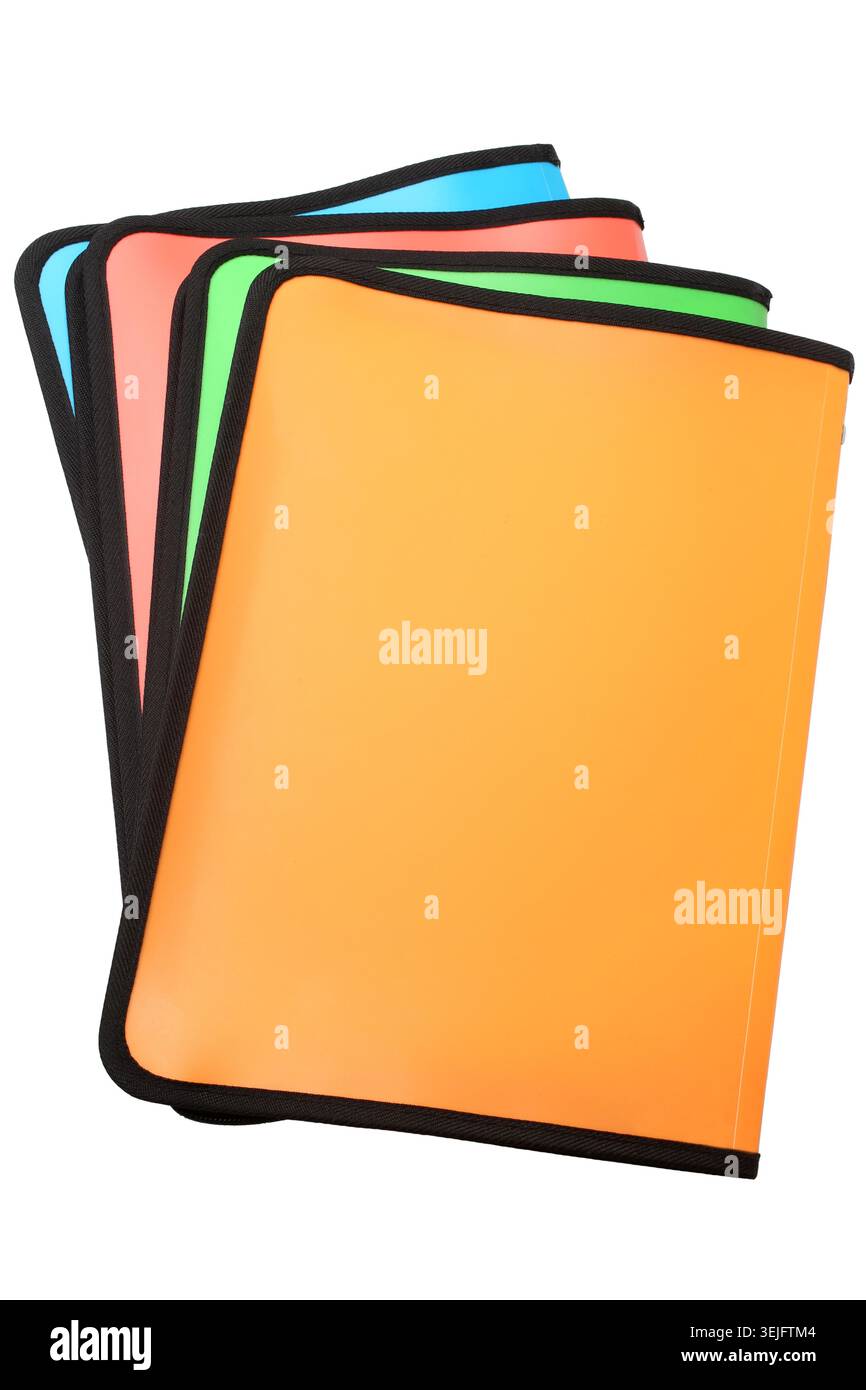 Bright colored plastic folders Stock Photo