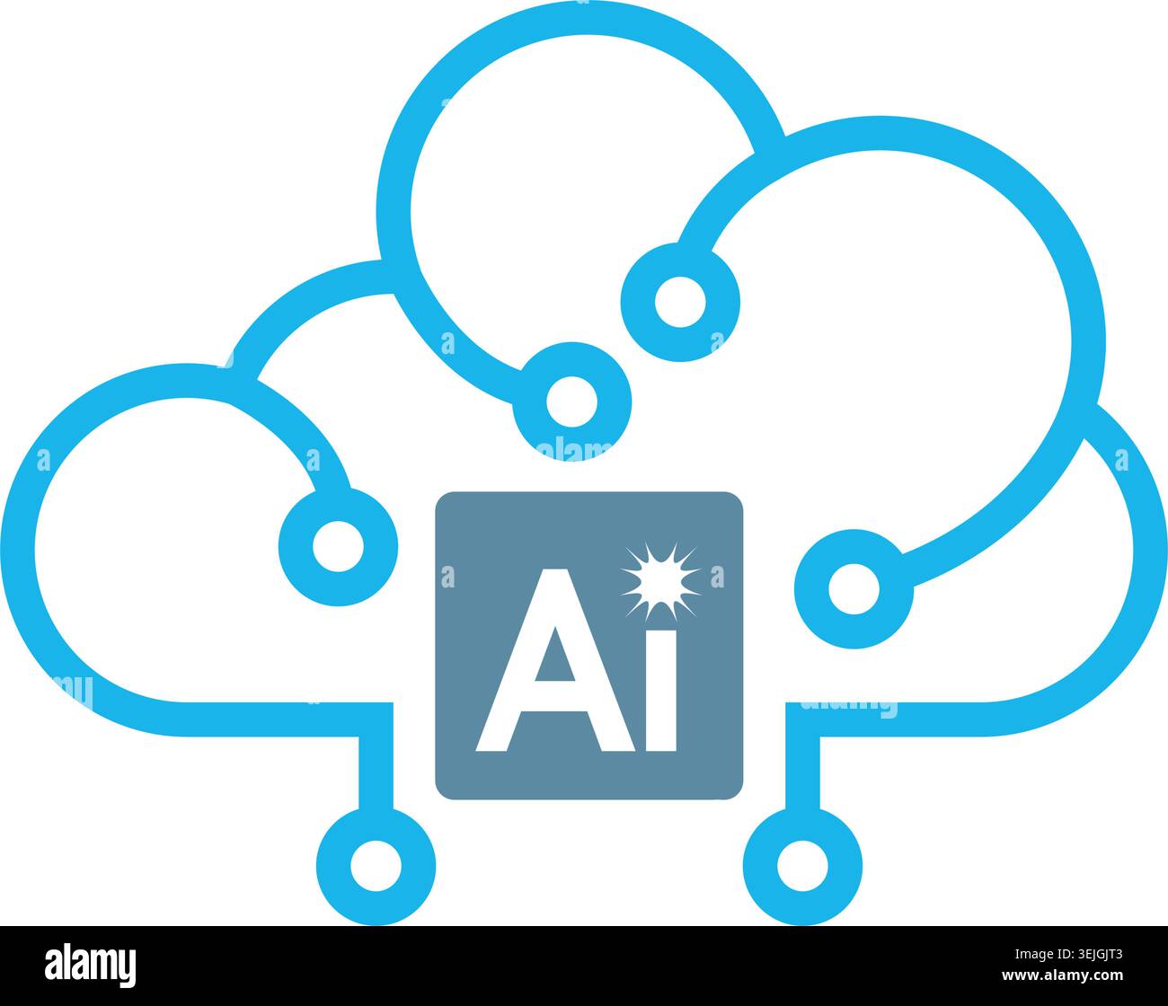 Minimal striped cloud artificial intelligence vector logo design Stock Vector