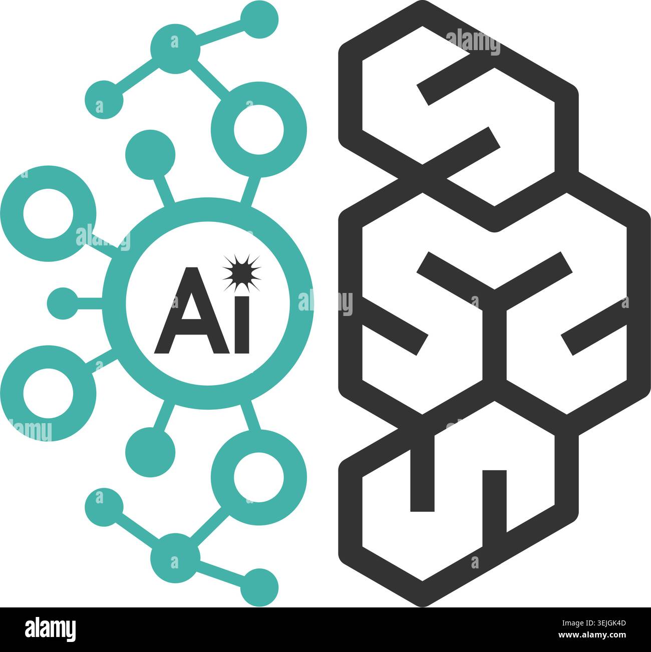 Creative artificial intelligence brain circuit modern vector logo Stock Vector