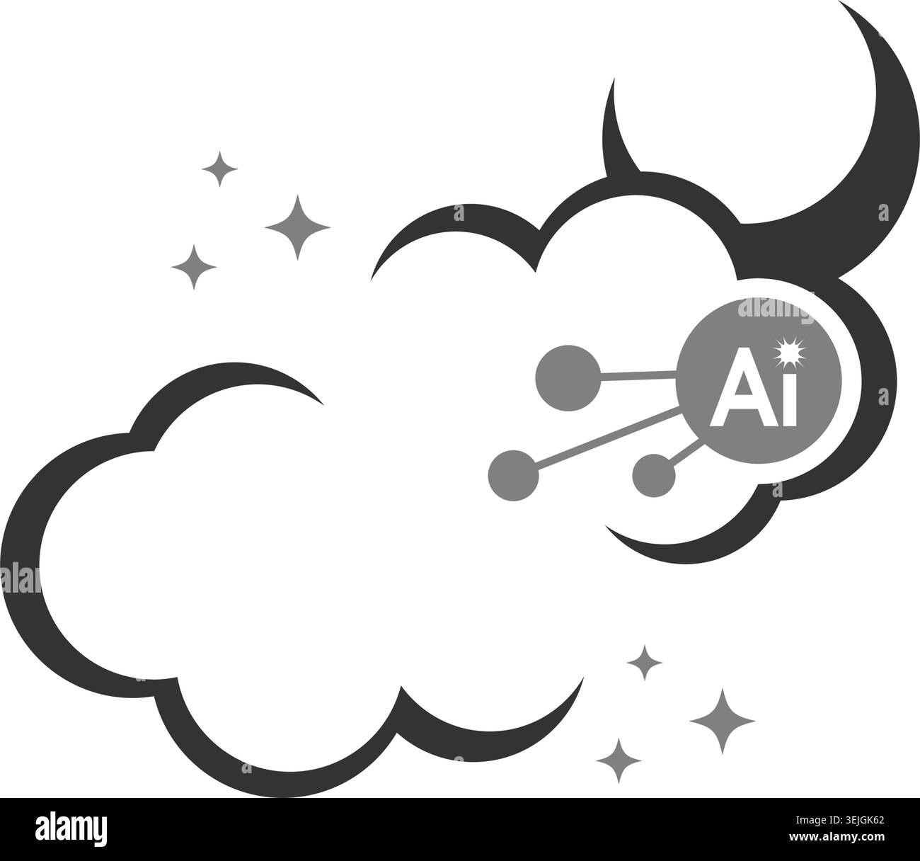 Minimal striped cloud artificial intelligence vector logo design Stock Vector