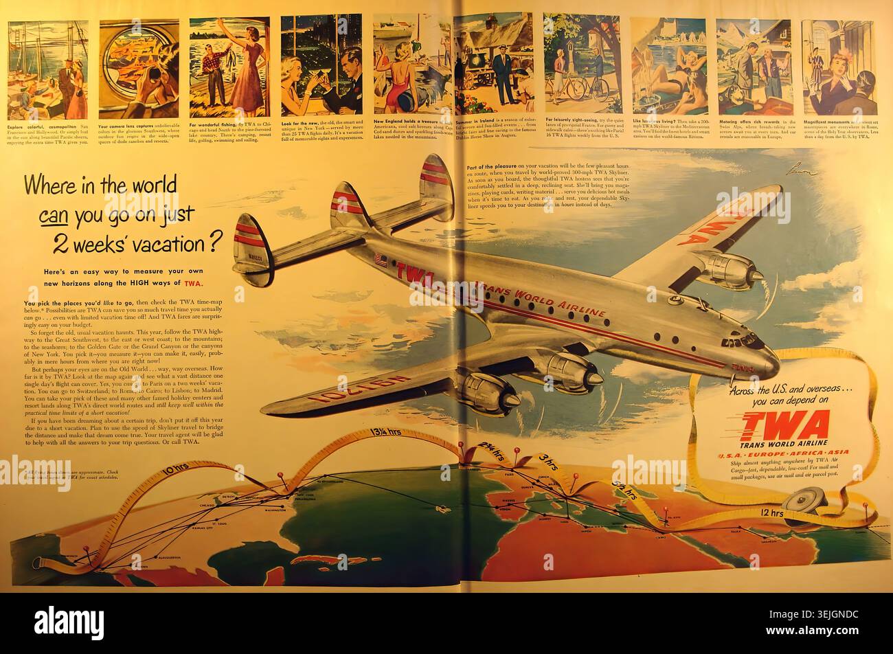 Vintage twa airline poster hi-res stock photography and images - Alamy