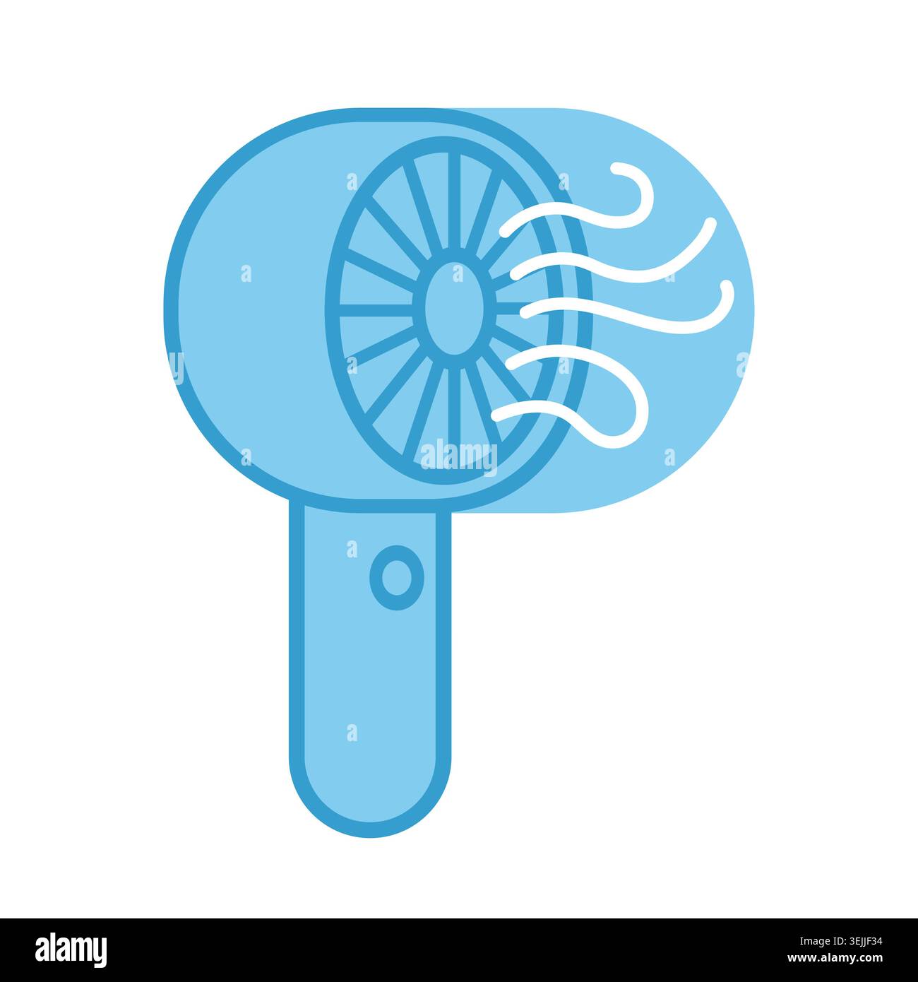 Blue handheld portable electric fan vector illustration Stock Vector