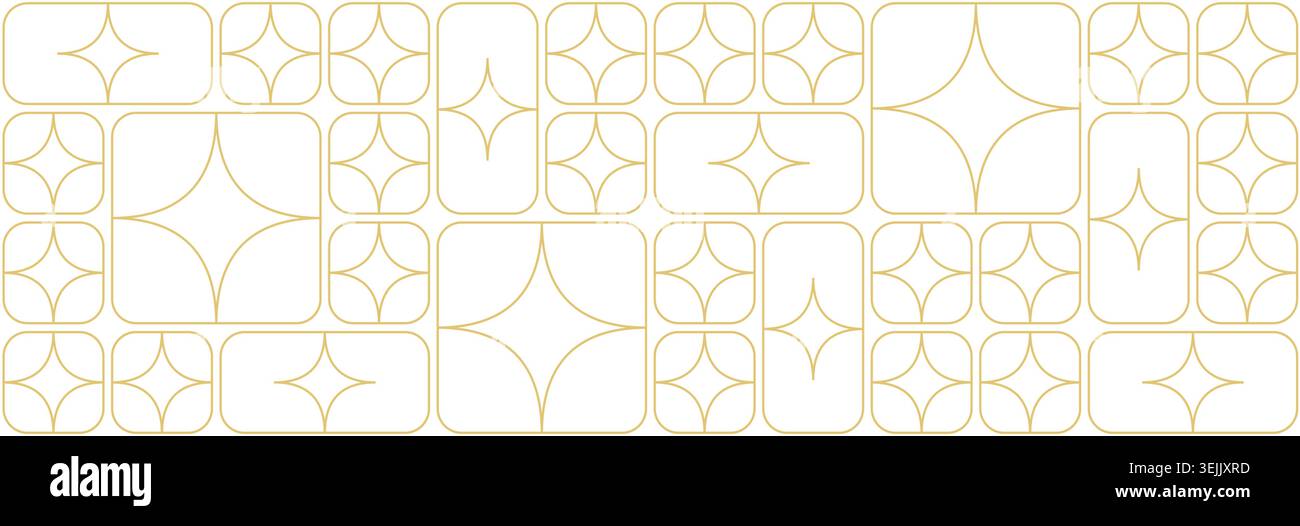 White and gold geometric pattern. Seamless geometric star pattern background. Vector Stock Vector