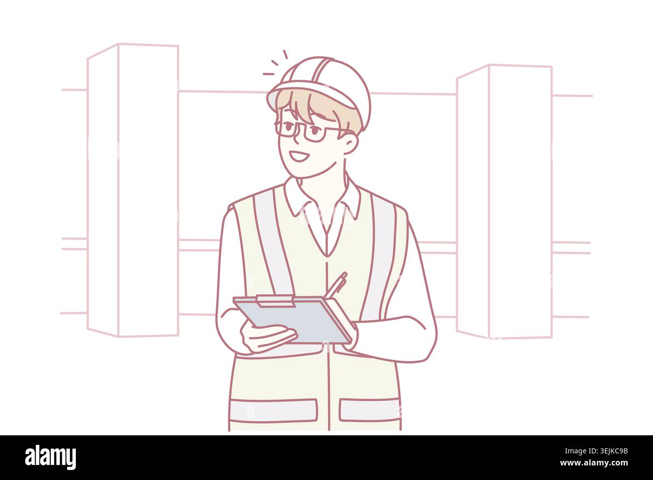 Male engineer in helmet on construction site Stock Photo