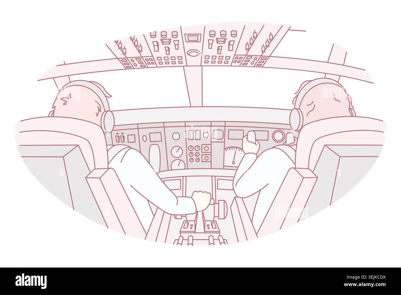 Pilots in airplane cabin Stock Photo