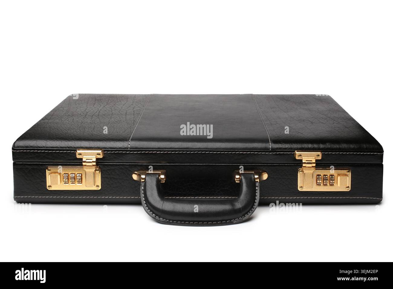 Black leather business briefcase Stock Photo