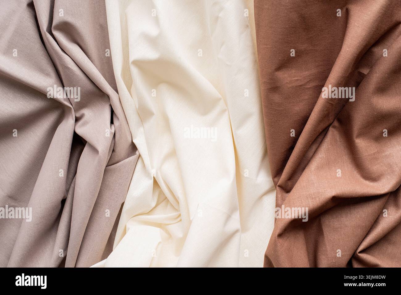 Fabric texture background, three types of wavy fabric Stock Photo