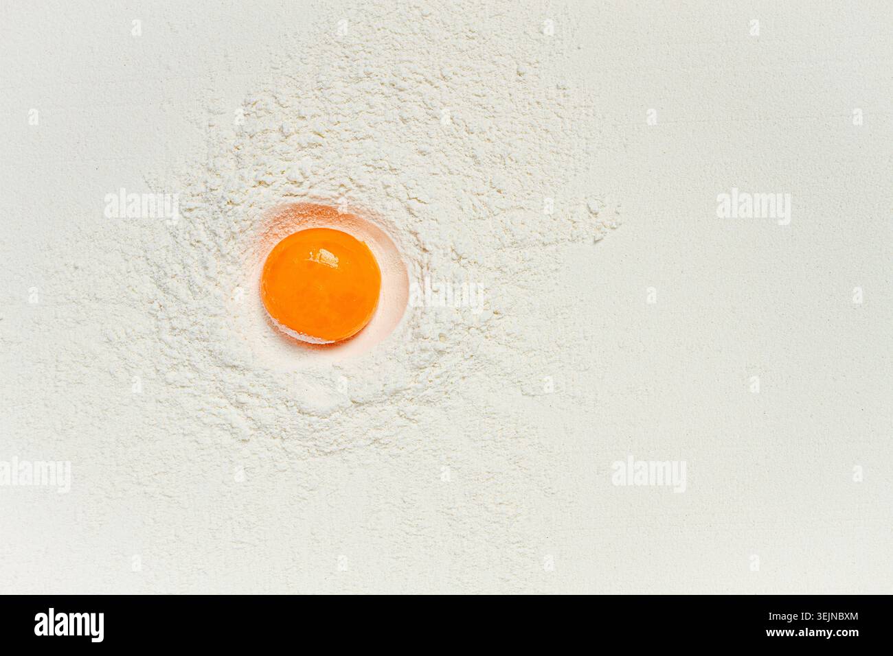 Flour, with egg yolk, texture, food background, top view, pasta, no people, Stock Photo
