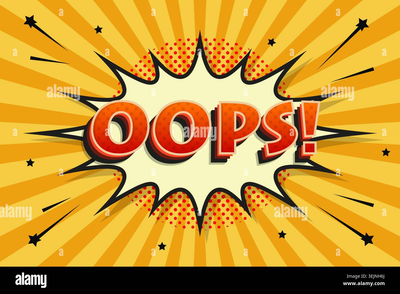 OOPS comic book colorful page template. Pop-art style. Editable text effect. Vector design. Stock Vector