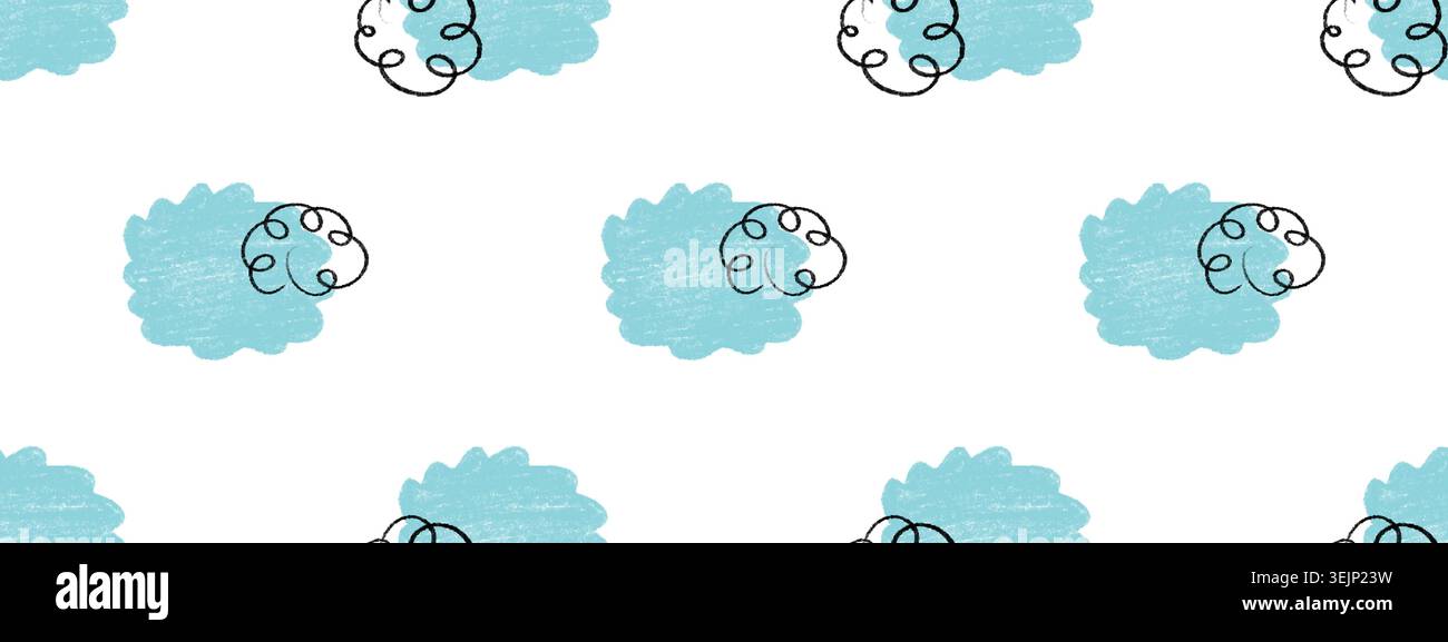 Cute chalk-style sketches of black and blue clouds on white background Stock Vector