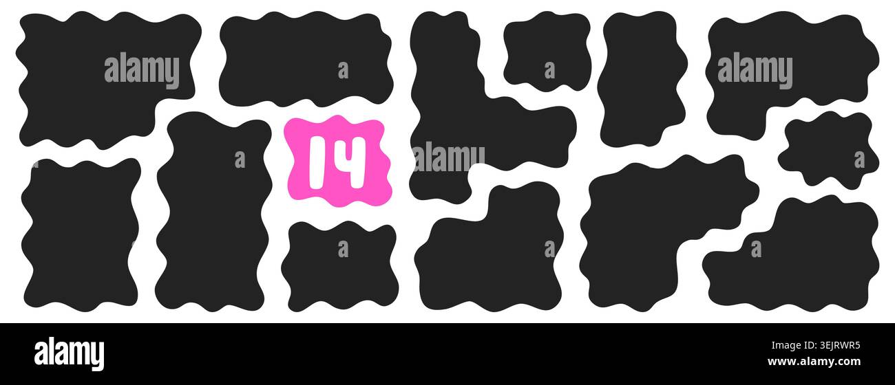 Black and white wavy organic rectangles. Stock Vector