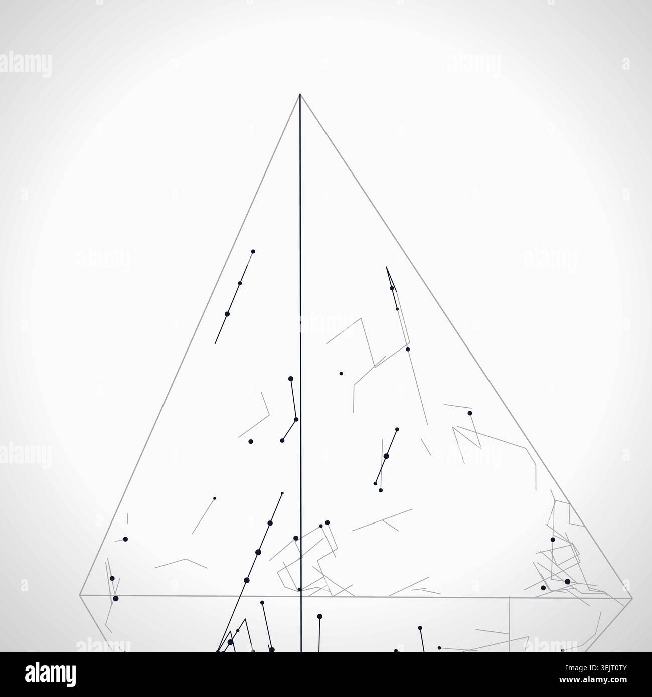 Abstract futuristic pyramid structure rendered as a clean geometric network background Stock Vector