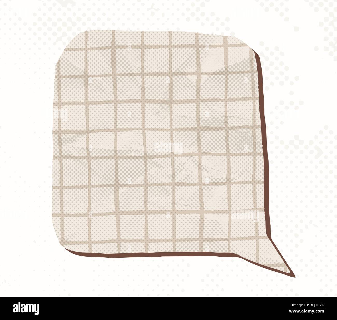 Square crumpled paper vector speech bubble, Grid pattern halftone text box graphic design element for collages and magazine backgrounds Stock Vector