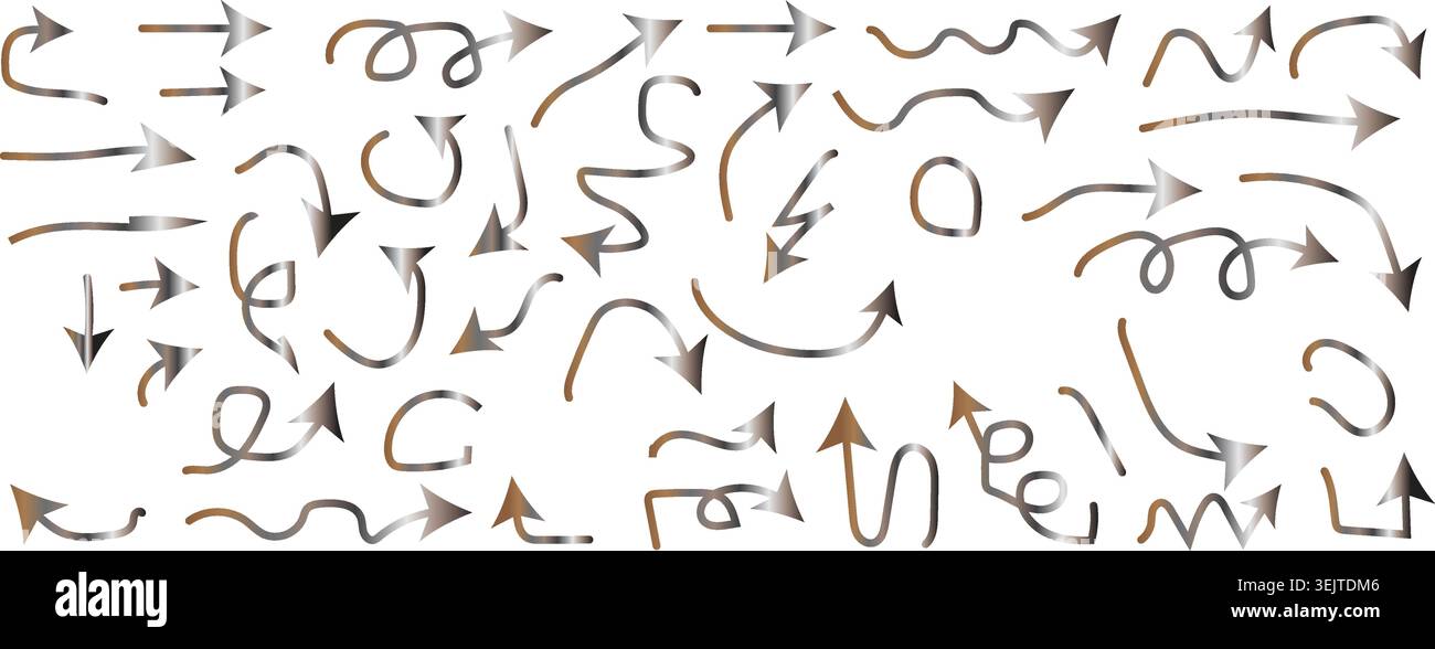 Hand Drawn Arrow Symbols and Directional Doodles Isolated on White ...