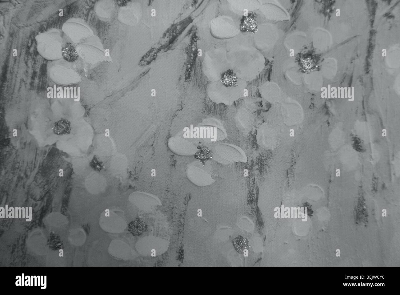 Pale Grey Artistic Painted Floral Surface Background Stock Photo