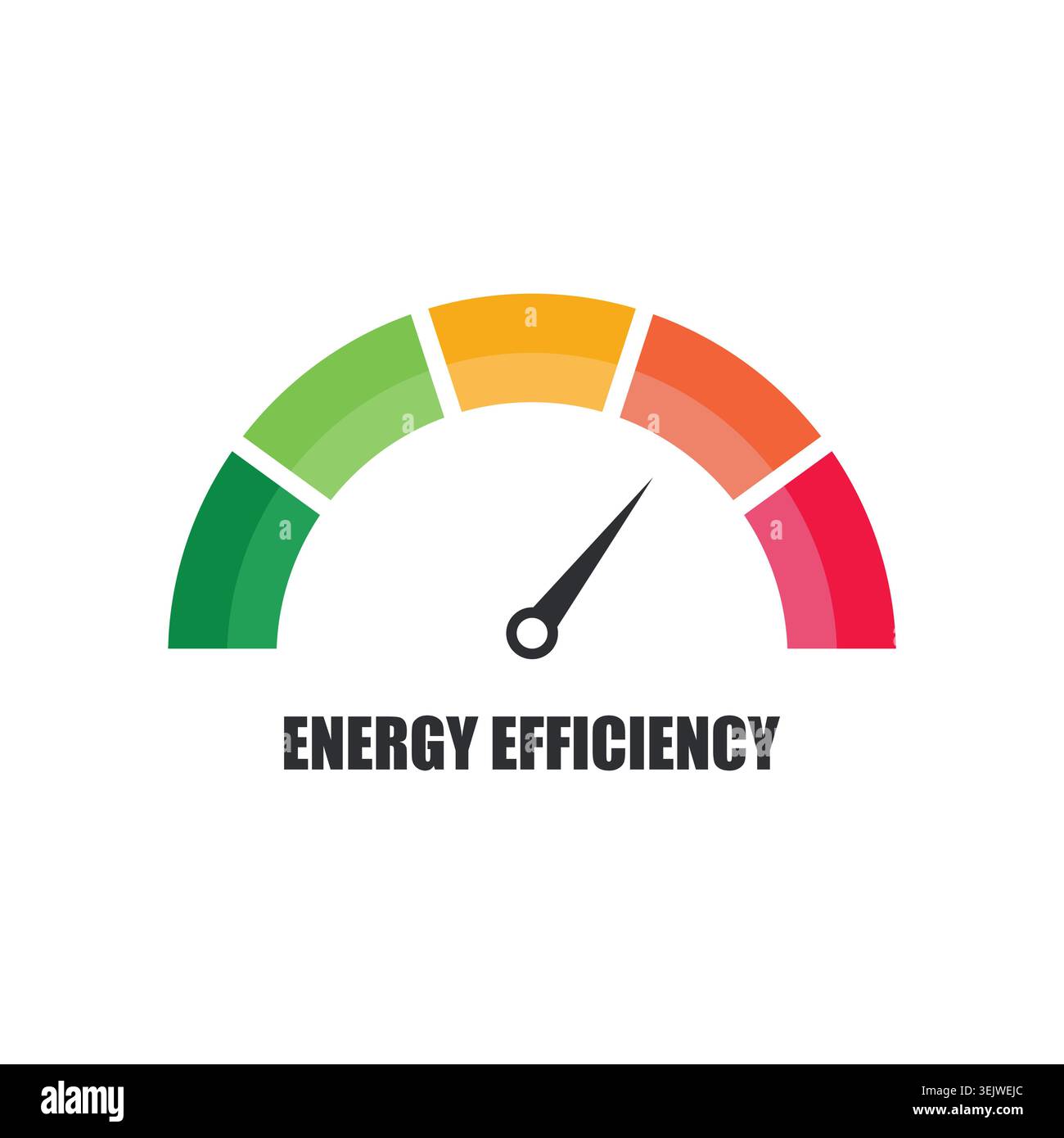 Energy Efficiency Meter Gauge Icon Pointing to Average Level Stock Vector