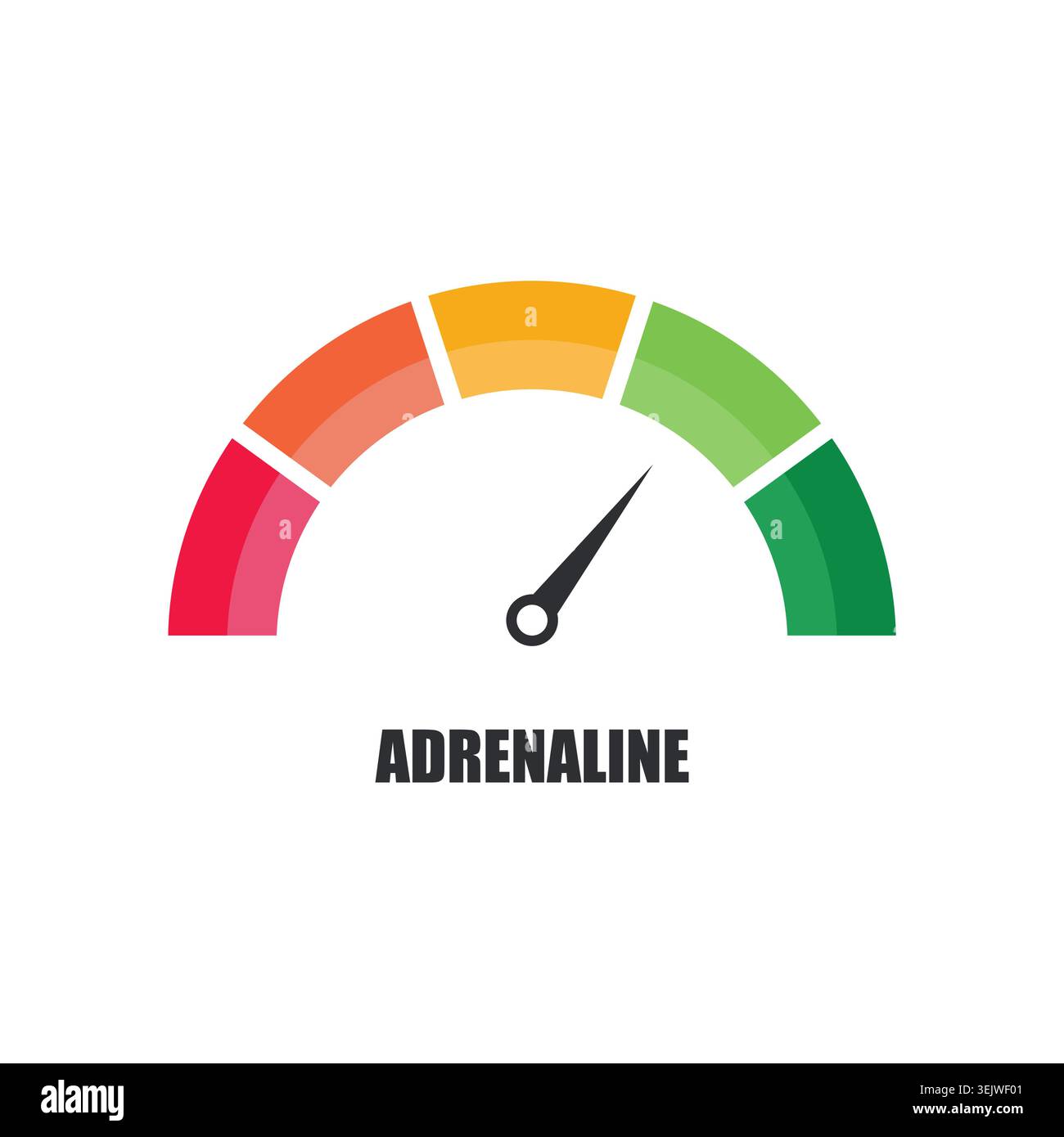 Adrenaline Meter Gauge Icon Pointing to Medium Level Stock Vector