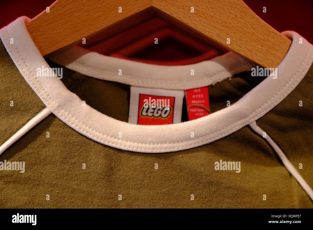 Shanghai,China-May 30th 2026: LEGO brand label on clothing in store Stock Photo