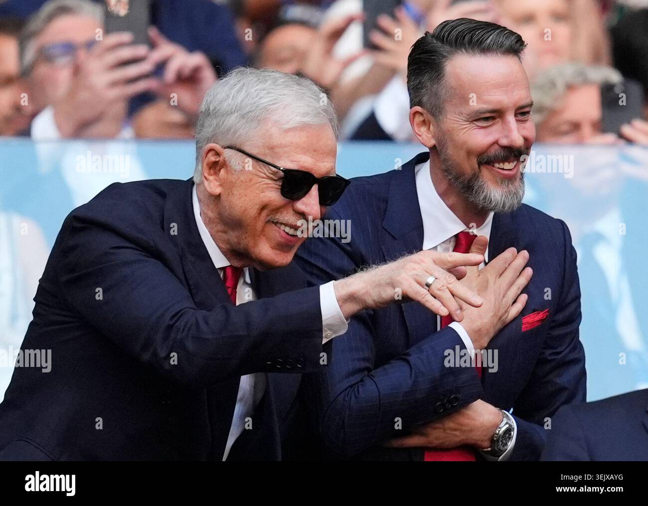 Arsenal owner Stan Kroenke (left) and co-chair Josh Kroenke in the ...