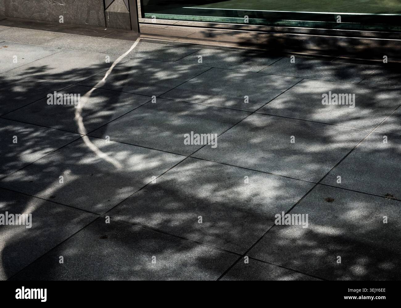 Sunbeams shining on an urban sidewalk Stock Photo