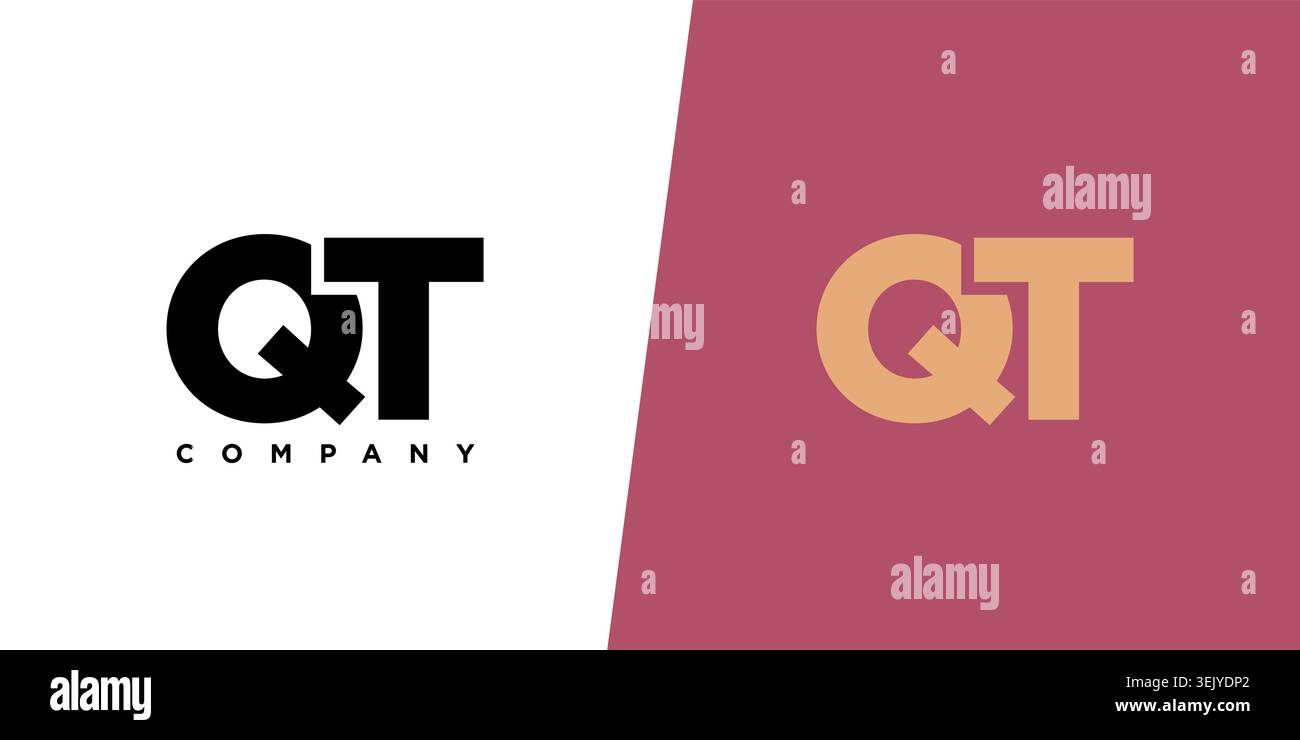 Trendy letter Q and T, QT logo design template. Minimal monogram initial based logotype for company identity. Stock Vector