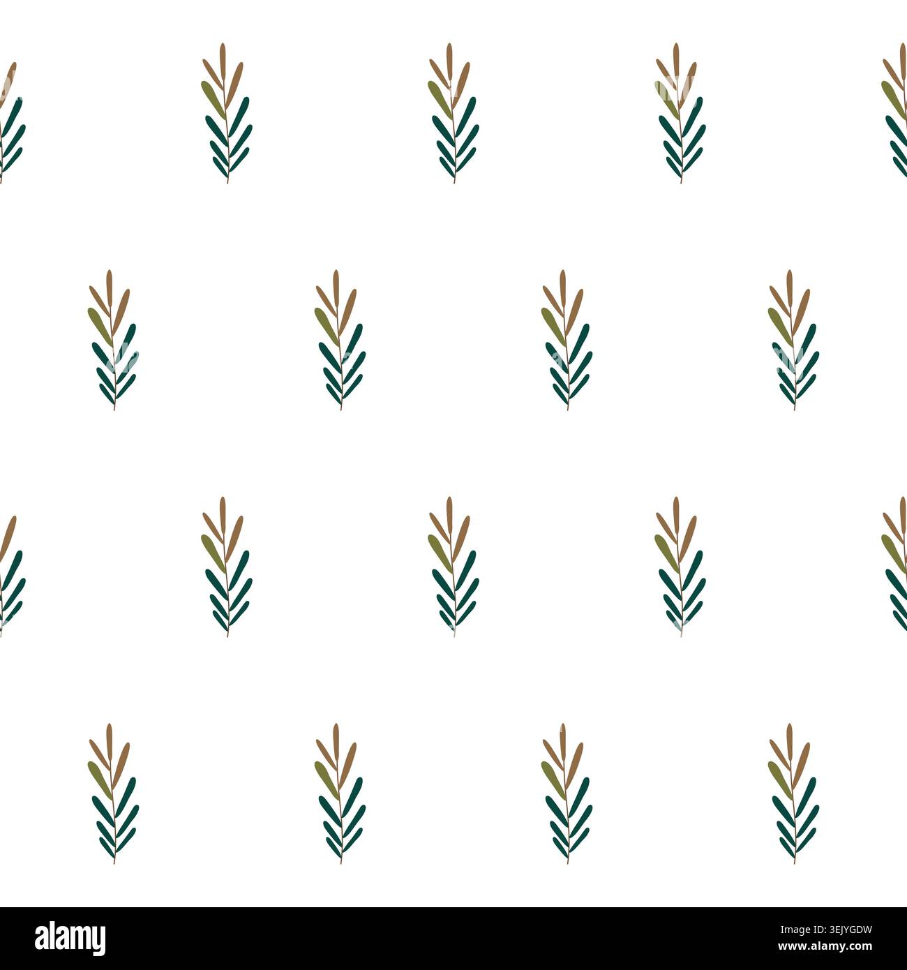 seamless botanical simple pattern with plants. Stock Vector
