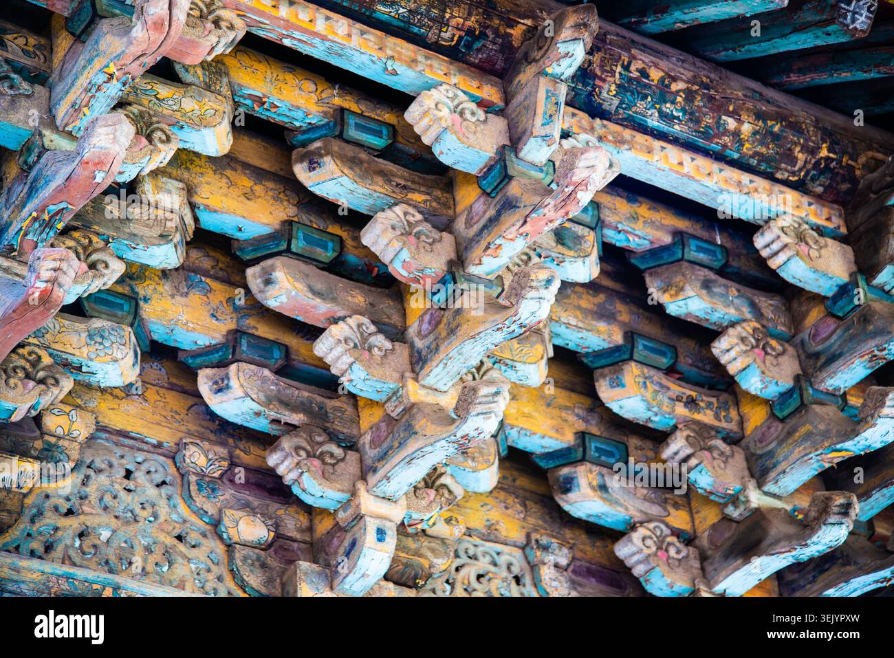 Dougong Rafter Taiyuan, China - May 7 2026: Ancient wooden Dougong bracket system of ...