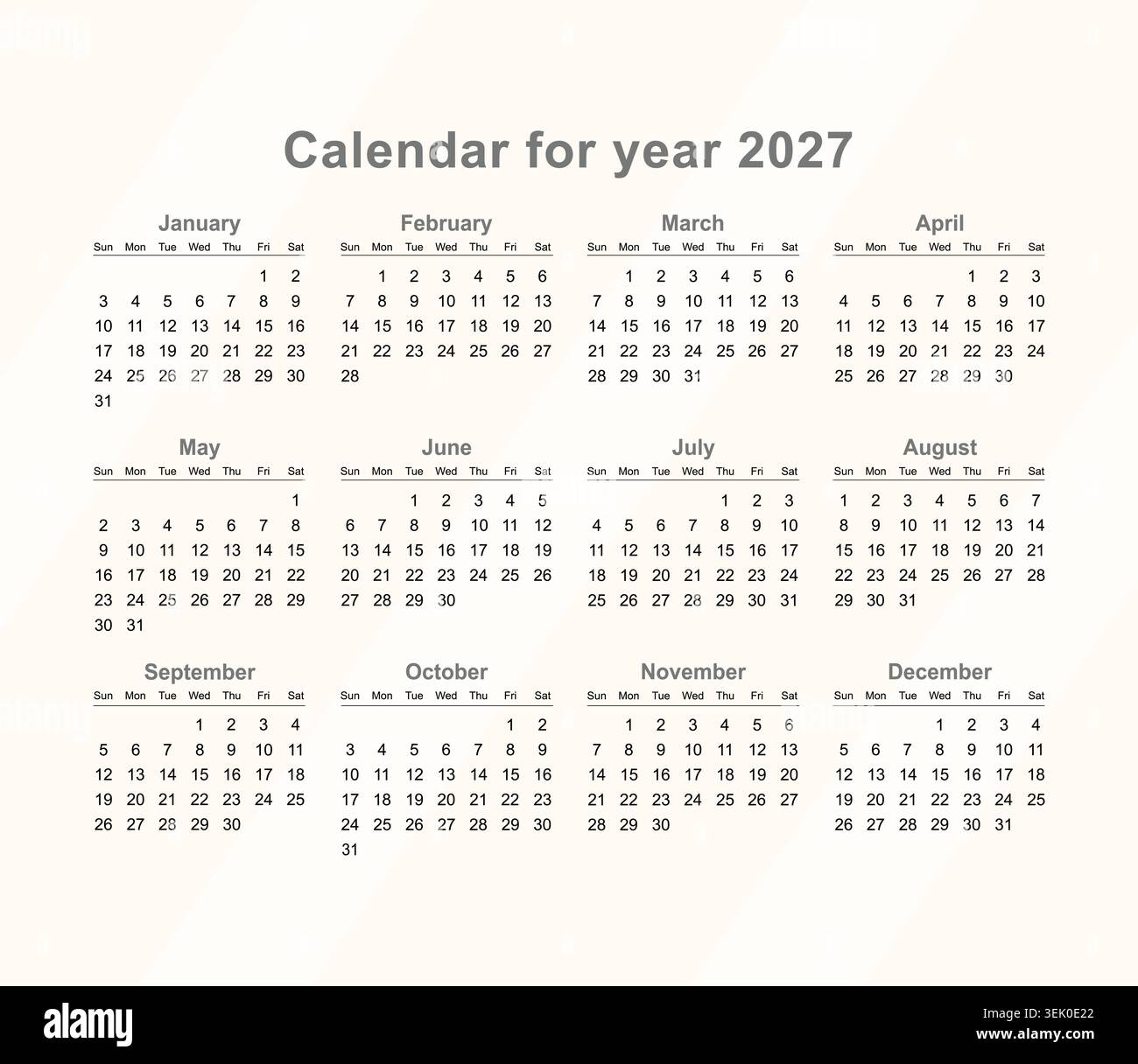 Simple minimalist 2027 calendar hi-res stock photography and images - Alamy