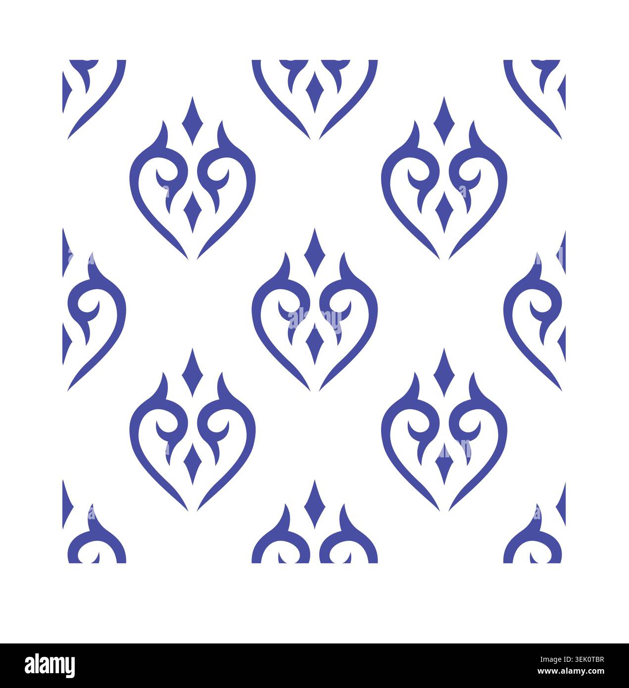 Kyrgyz ethnic damask pattern on white backdrop Stock Vector