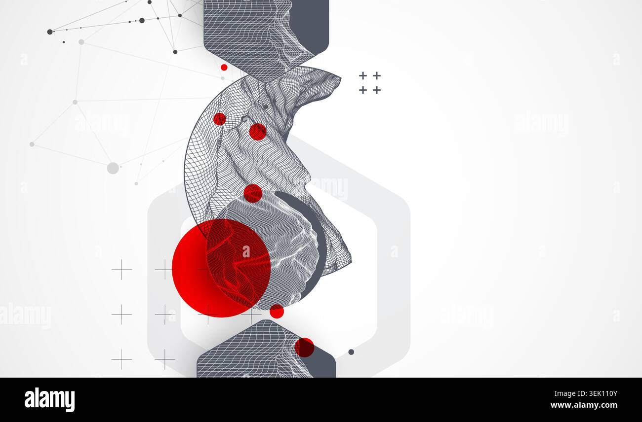 Abstract art wireframe background. Modern science or technology art elements. Surface illustration. Vector. Stock Vector