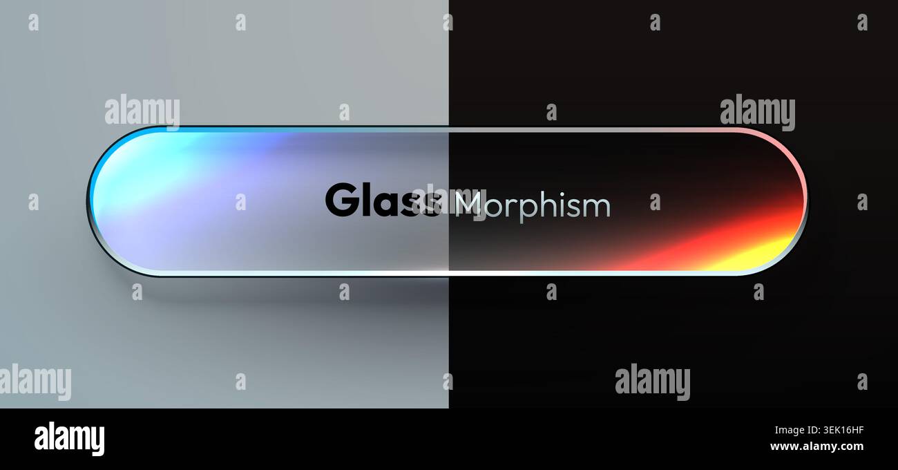 Glassmorphism UI element with transparent effect. Glass button for modern web design. Vector illustration. Stock Vector