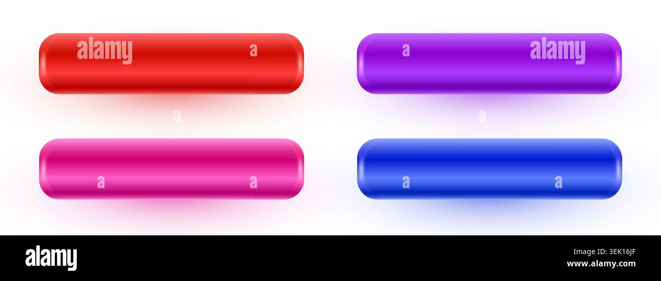 Set of colorful glossy web buttons for interface design. Modern interface elements. Vector illustration Stock Vector
