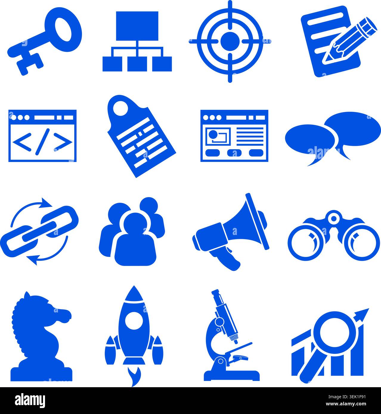 Search Engine Optimization (SEO) Icon Set. Vector isolated on white background. Stock Vector