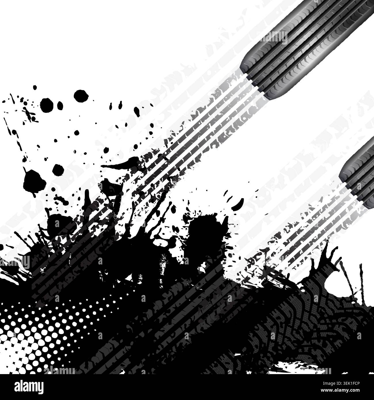 Racing Concept - Flags, Tires and Tracks, grunge vector background Stock Vector