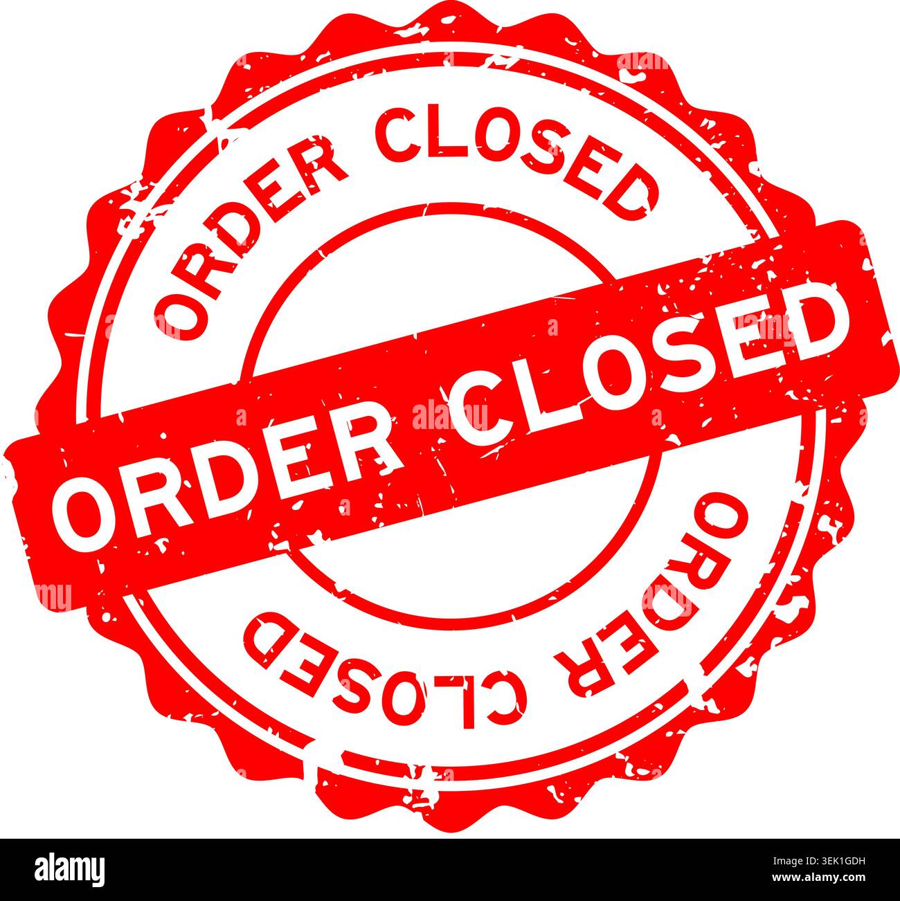 Grunge red order closed word rubber seal stamp on white background 