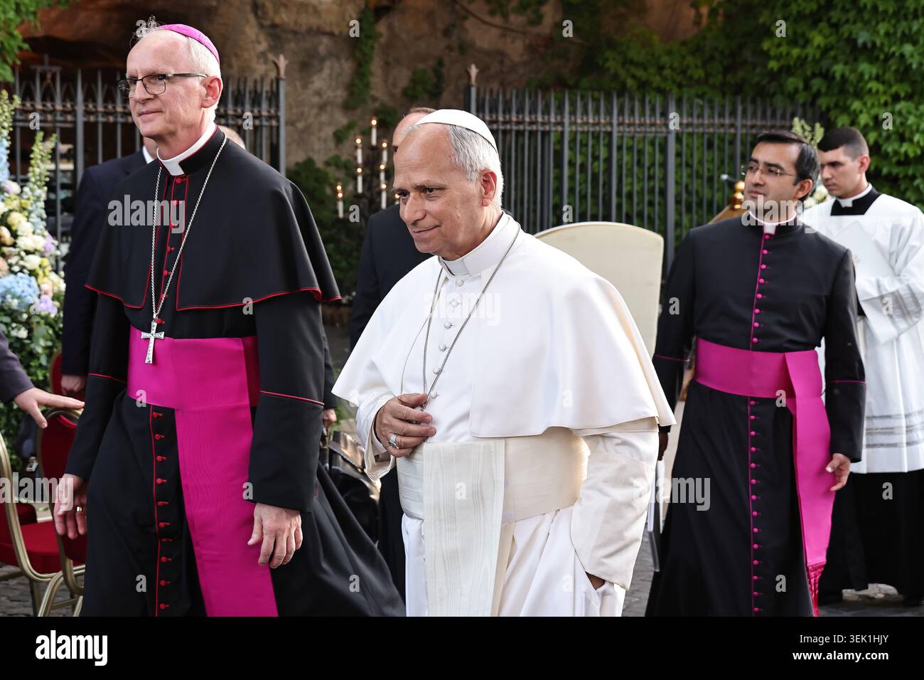 Pope Leo XIV leads the prayer the prayer of the rosary dedicated to ...